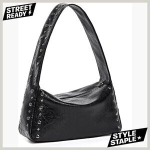 Studded Vegan Leather Shoulder Bag Y2K Small Handbag Crossbody Purse